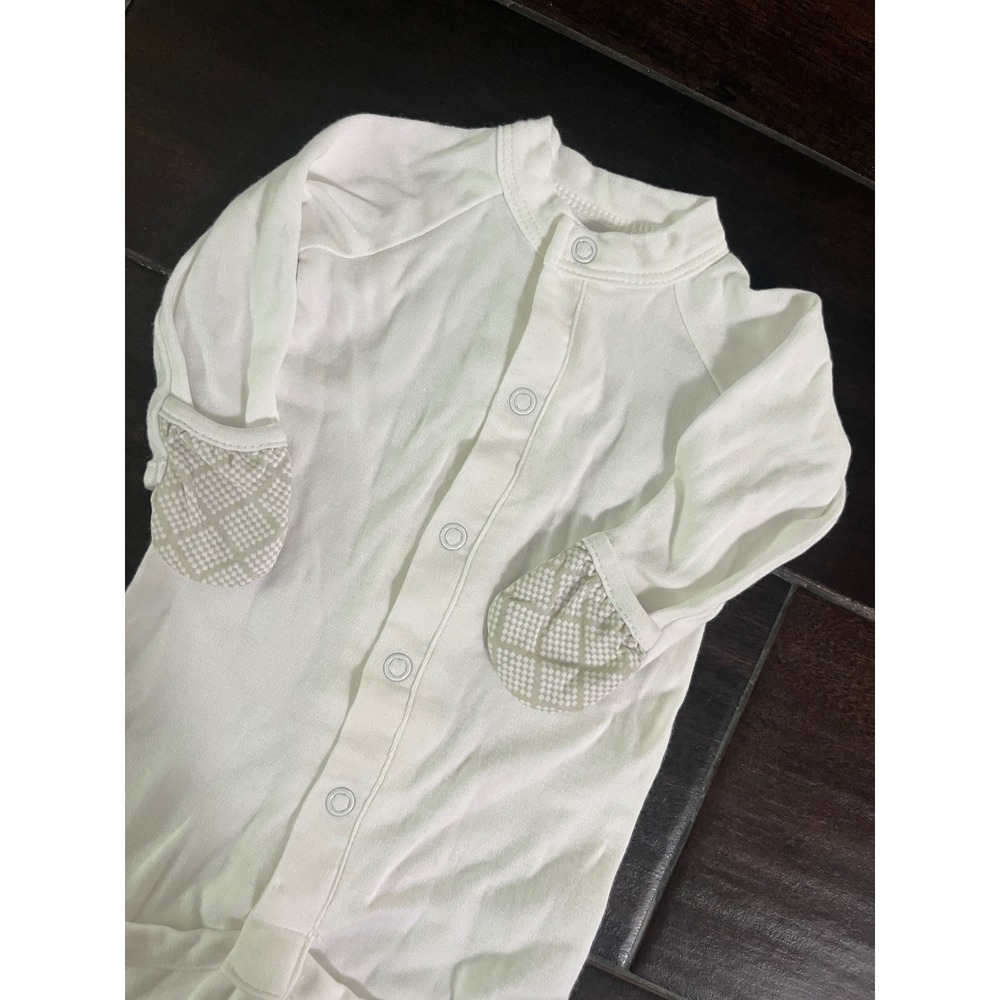 Goumi Kids White Organic Cotton Bamboo Sleep Gown Mitten Cuffs 0-3M Sleeper